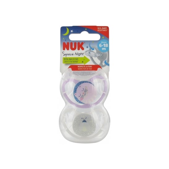 Nuk Silicona Chupete Noche Espacial 6-18M 2uds