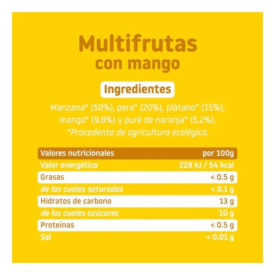 Smileat Tarrito Ecológico de Multifrutas con Mango 130g
