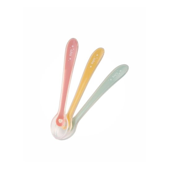 Saro Set Cuchara Silicona Rosa 3uds