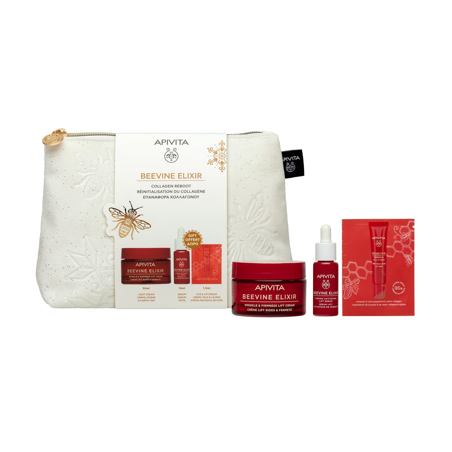 Apivita Pack Beevine Elixir crema Lift y Firmeza textura ligera + Sérum 10 ml + contorno de ojos 1,5ml