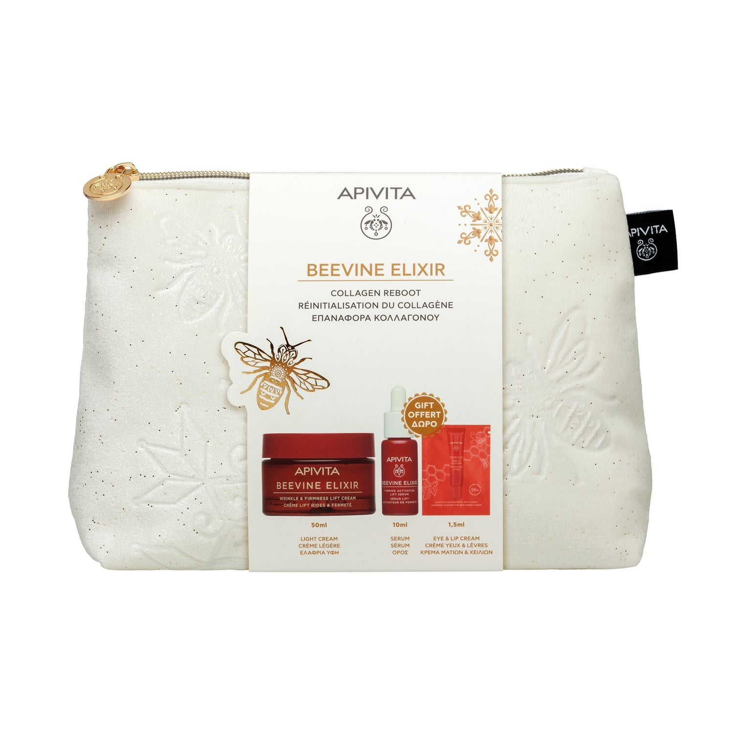 Apivita Pack Beevine Elixir crema Lift y Firmeza textura ligera + Sérum 10 ml + contorno de ojos 1,5ml