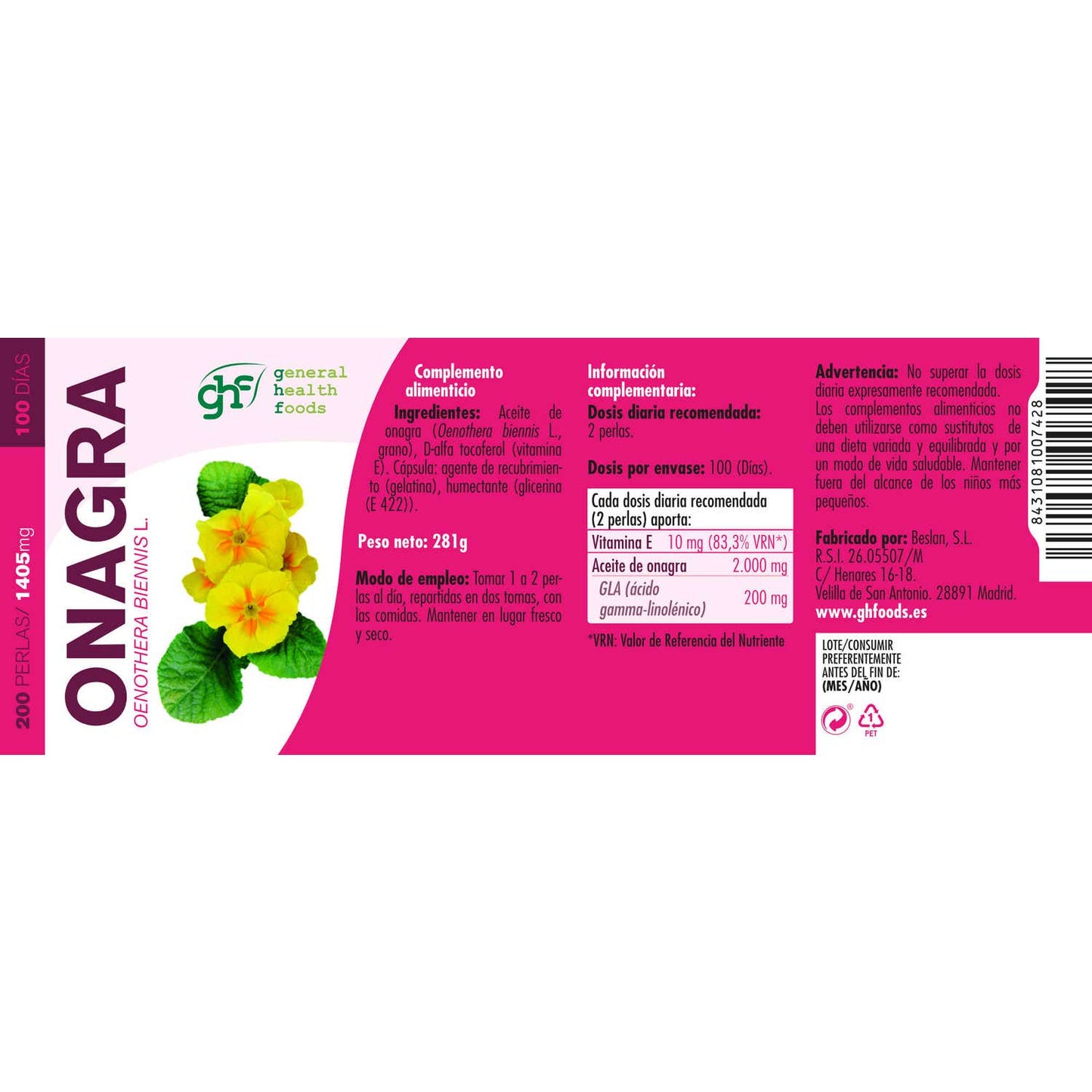 GHF Onagra 1000mg 200 perlas