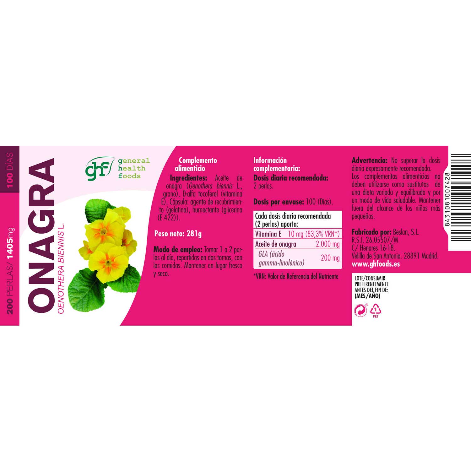 GHF Onagra 1000mg 200 perlas