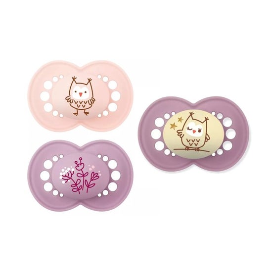 Mam Set Rosa Chupetes Day & Night +6m Pack Triple
