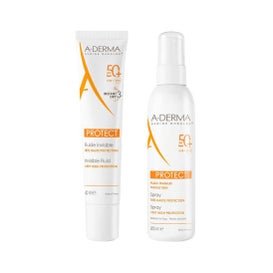 A-Derma Pack Protect Spf50+ Fluido Solar Invisible 40 ml + Spray Solar 200 ml