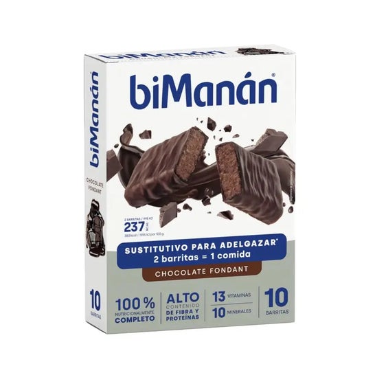 biManán Barritas Sustitutivas Sabor Chocolate Fondant 10uds