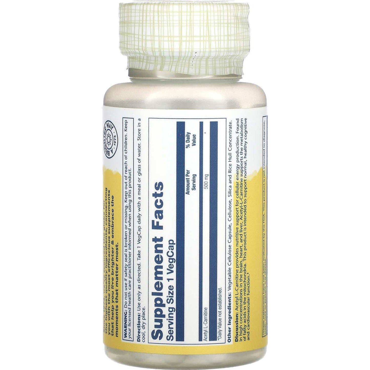 Solaray acetyl l-carnitine 500mg 30cáps