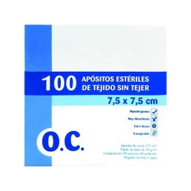 O.C Gasa Estéril Tejido Sin Tejer 7.5x7.5cm 100uds