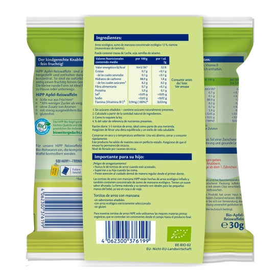 Hipp Tortitas de Arroz con Manzana Bio 30 g