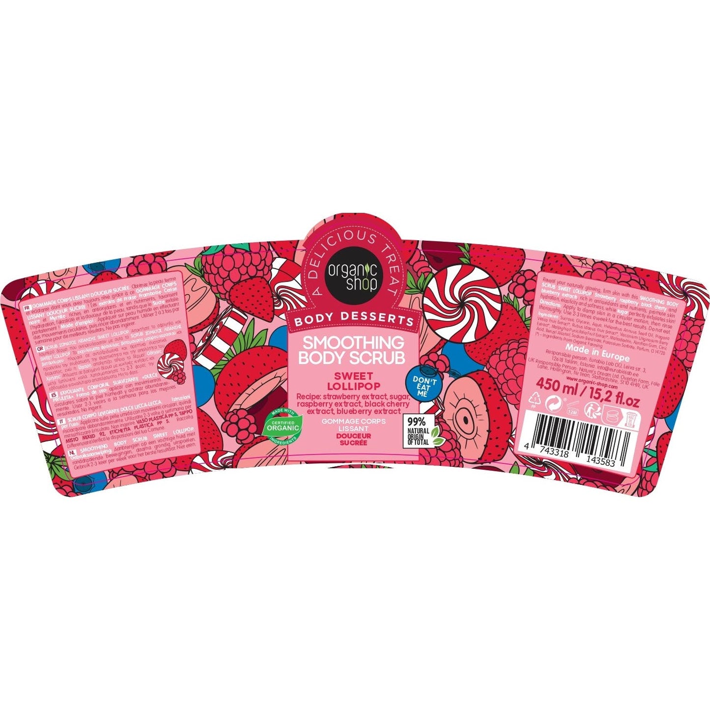 Organic Shop Body Desserts Smoothing Scrub Sweet Lollipop 450ml