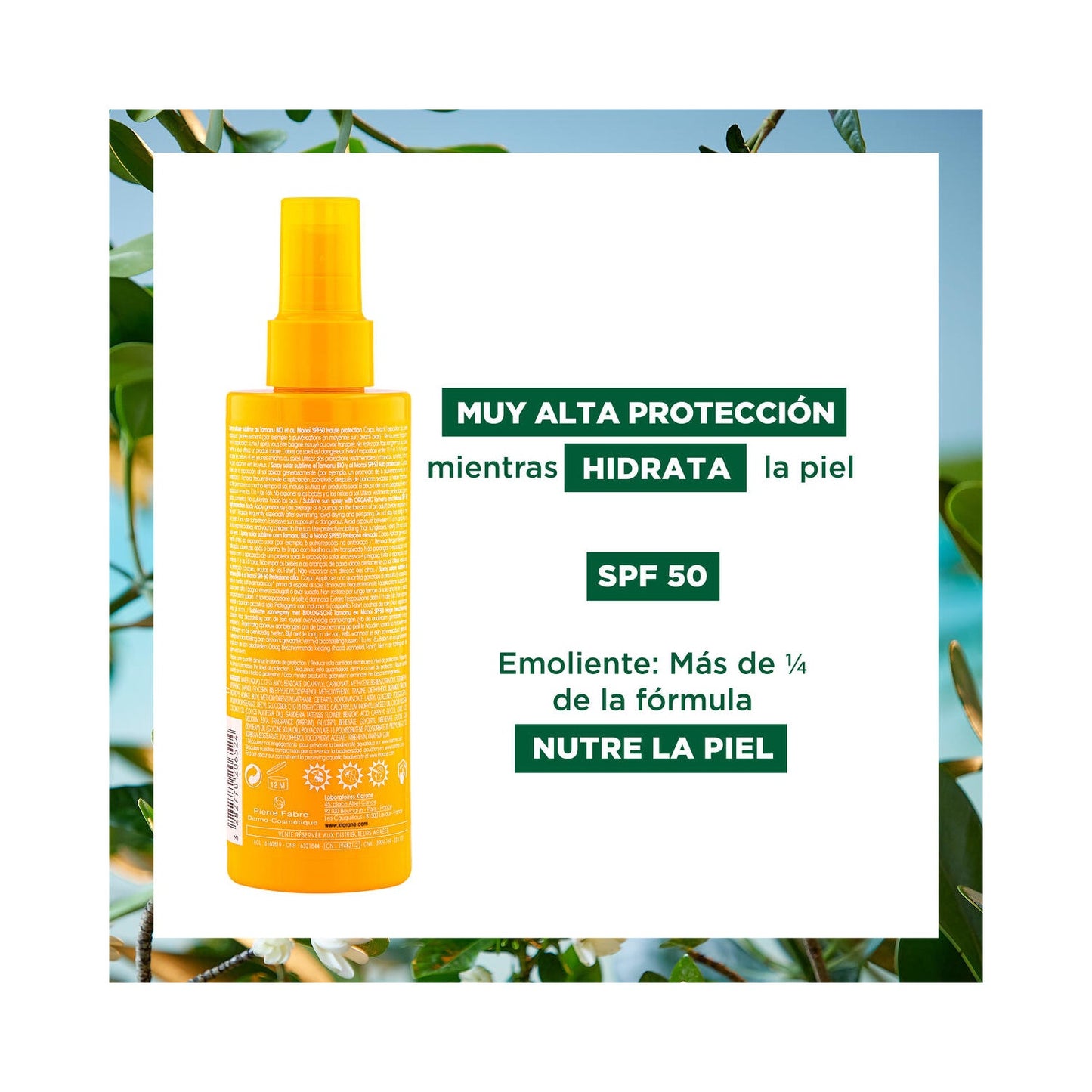 Klorane Spray Solar Sublime SPF50 200ml