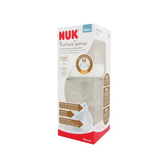 Nuk Biberón Nature Sense Cristal 0-6 S M Silicona 240 Ml