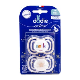 Dodie Extra Chupete Anatómico +6M F7 Fino Día Noche 2 uds