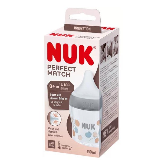 Nuk Perfect Match Biberón Silicona Pp 0M+ Algodón 150ml 1ud