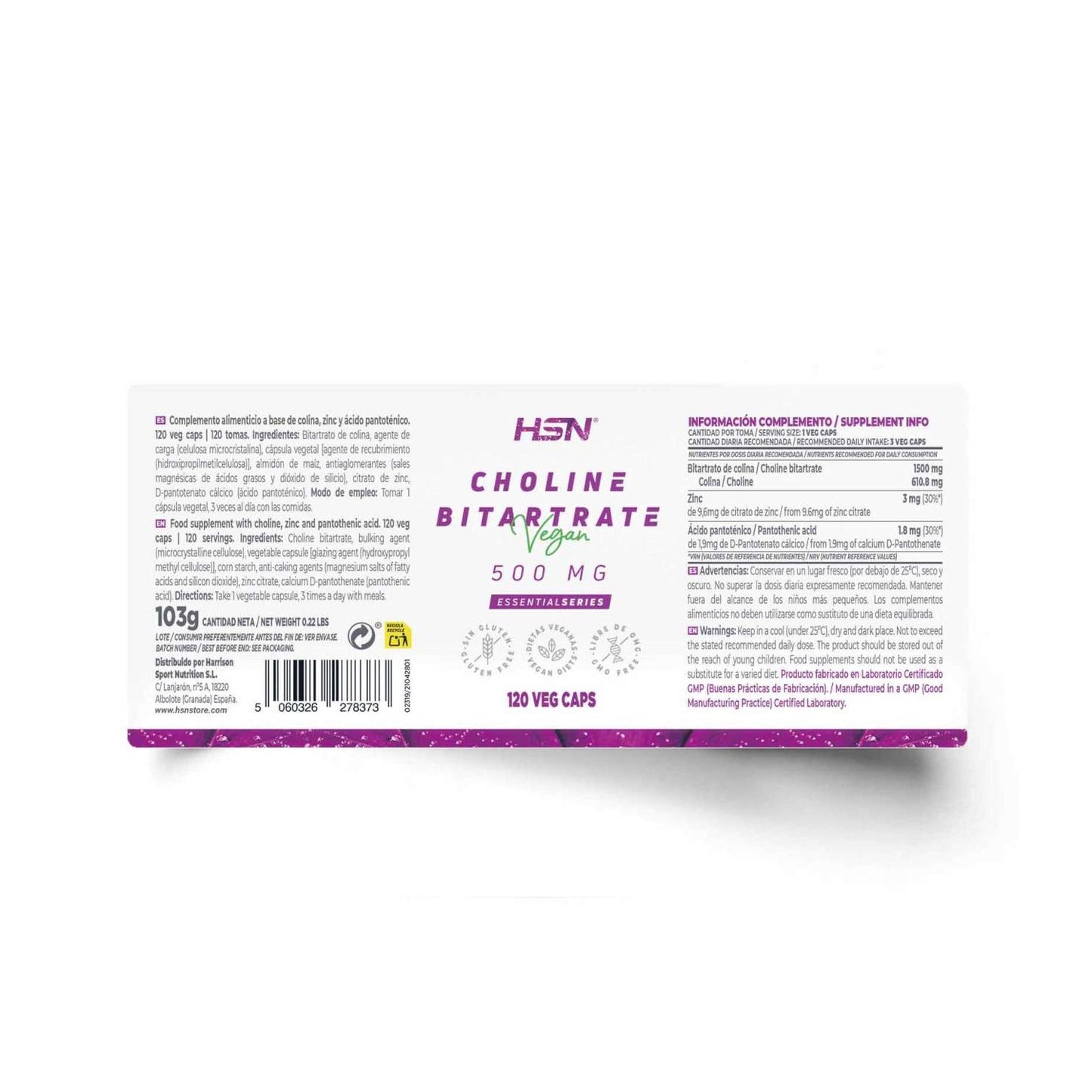HSN Bitartrato de Colina 500mg 120vcaps