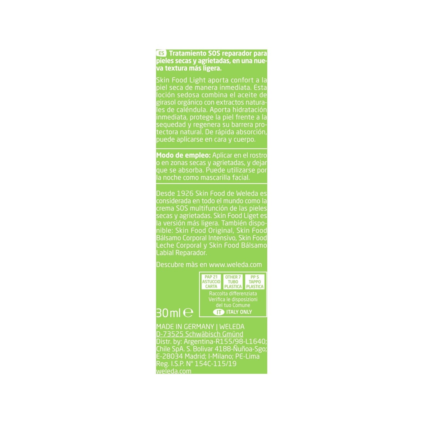 Weleda Skin Food Light Nutrición Intensiva Textura Ligera 30ml
