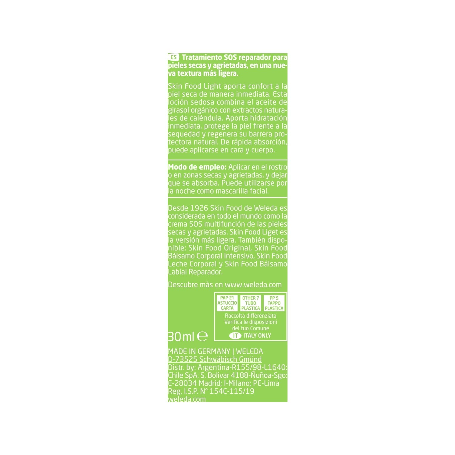 Weleda Skin Food Light Nutrición Intensiva Textura Ligera 30ml