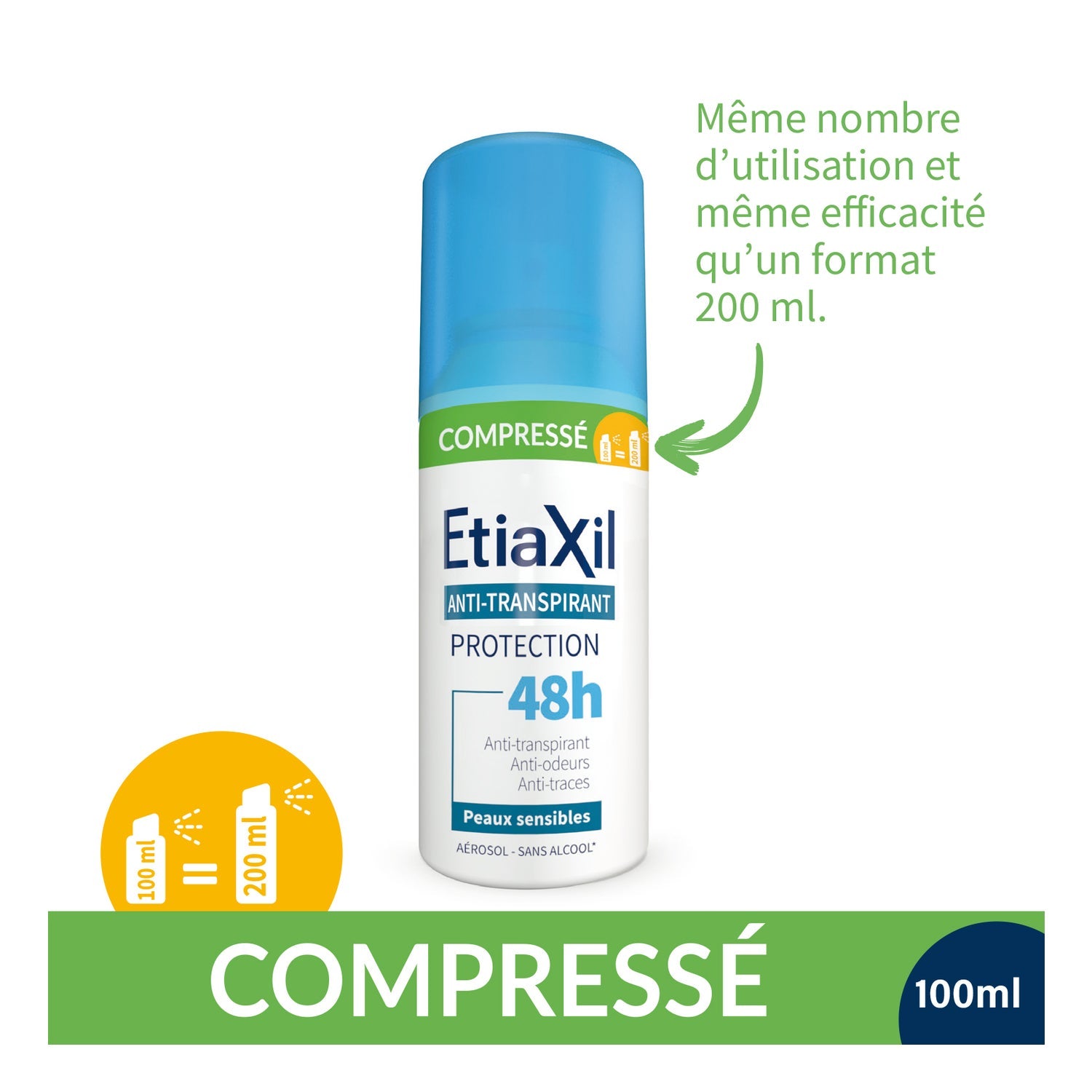 Etiaxil Anti-Transpirant Déodorant Compressé Peaux Sensibles 2x100ml