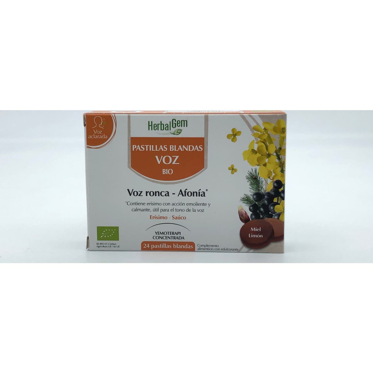 Herbalgem Pastillas Blandas Bio Voz Ronca Afonía Miel Limón 24Comp