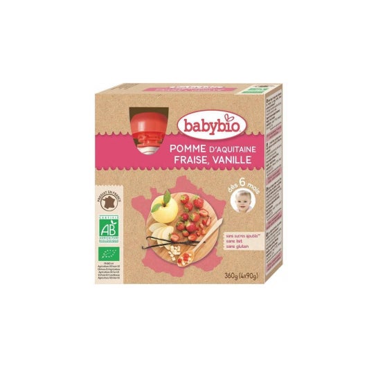 Babybio My Fruits Calabaza Manzana Fresa Vainilla Orgánico 6 meses 4x90g