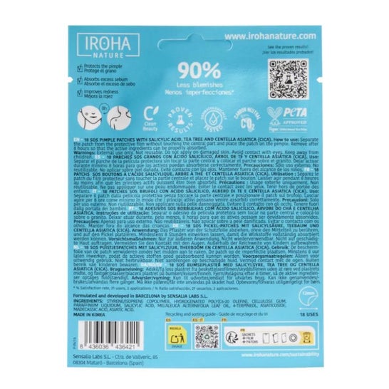 Iroha Nature Parches SOS Granos para Acné Cara y Cuerpo 18uds