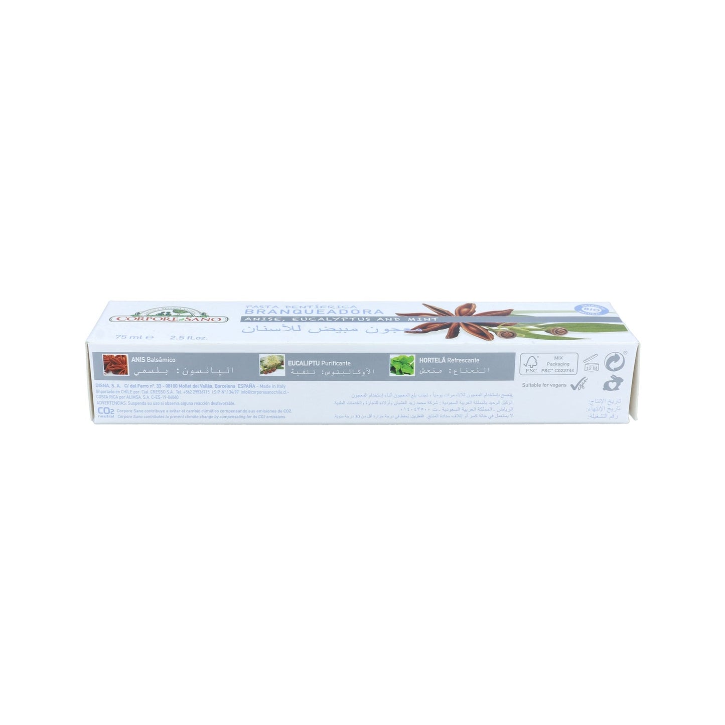 Corpore Sano Dentífrico Blanqueante Anís Eucalipto y Menta 75ml