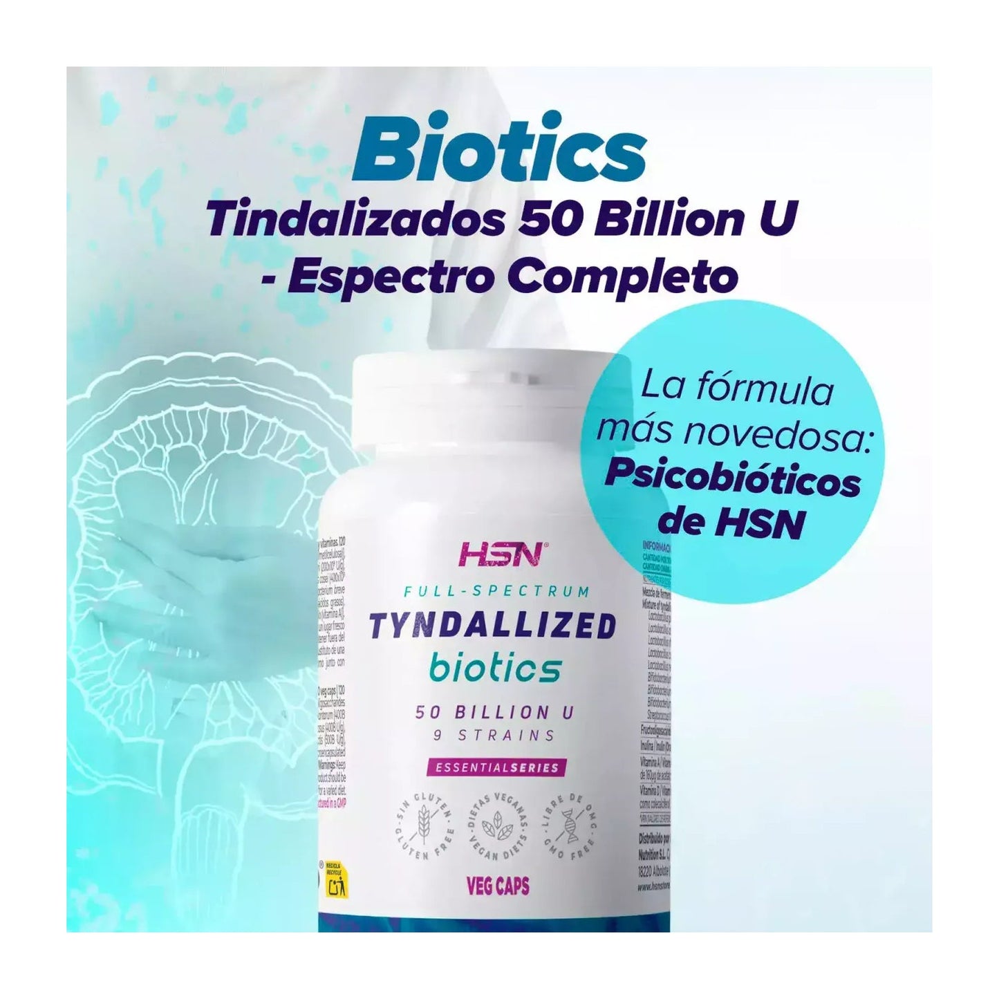 HSN Biotics Tindalizados 50 Billion U Espectro Completo 60vcaps