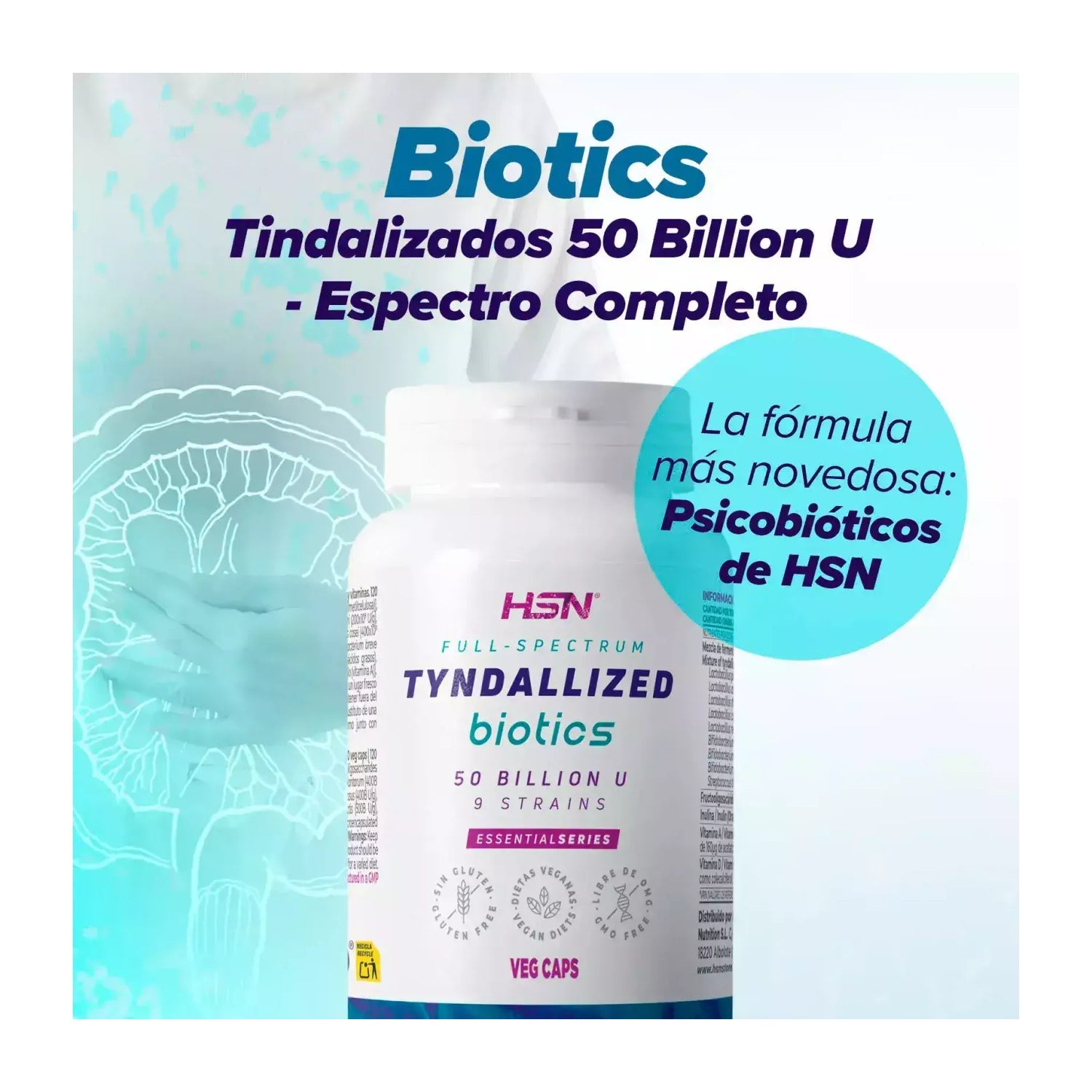 HSN Biotics Tindalizados 50 Billion U Espectro Completo 60vcaps
