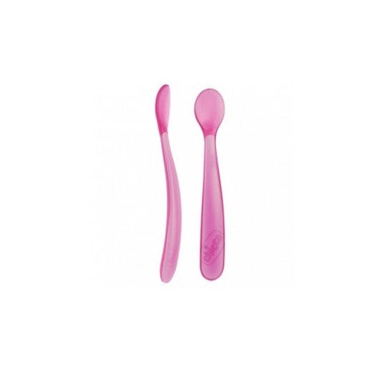 Chicco Cuchara Silicona Rosa 2uds