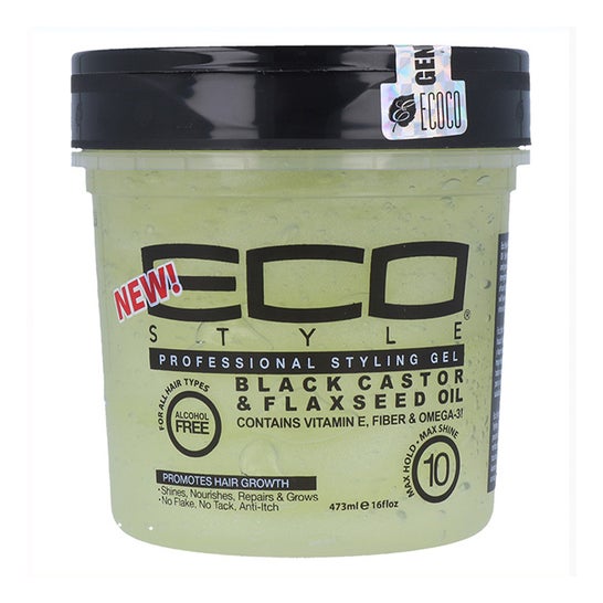 Eco Styler Gel Fijador Ricino Negro Sin Alcohol Fuerte 473ml