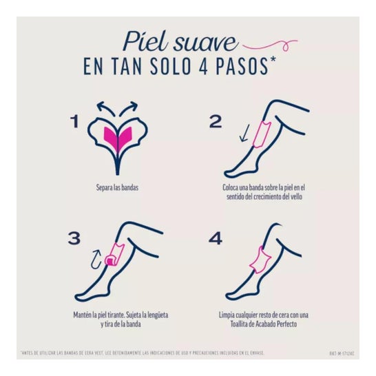 Veet Pure Bandas de Cera Depilatoria Piernas y Cuerpo Piel Sensible 40uds