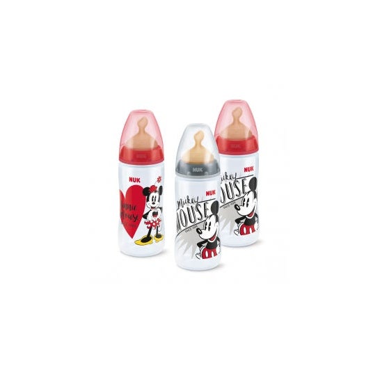 Nuk biberón Mickey Mouse tetina látex boca ancha T-1 300ml