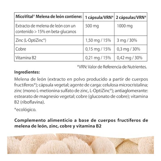 100% Natural Micovital Melena León 60 caps