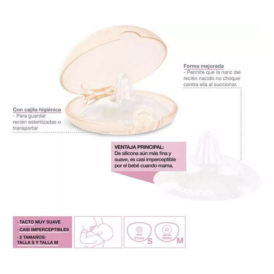 Suavinex Pezoneras de Silicona T-S 2uds + Caja Higiénica