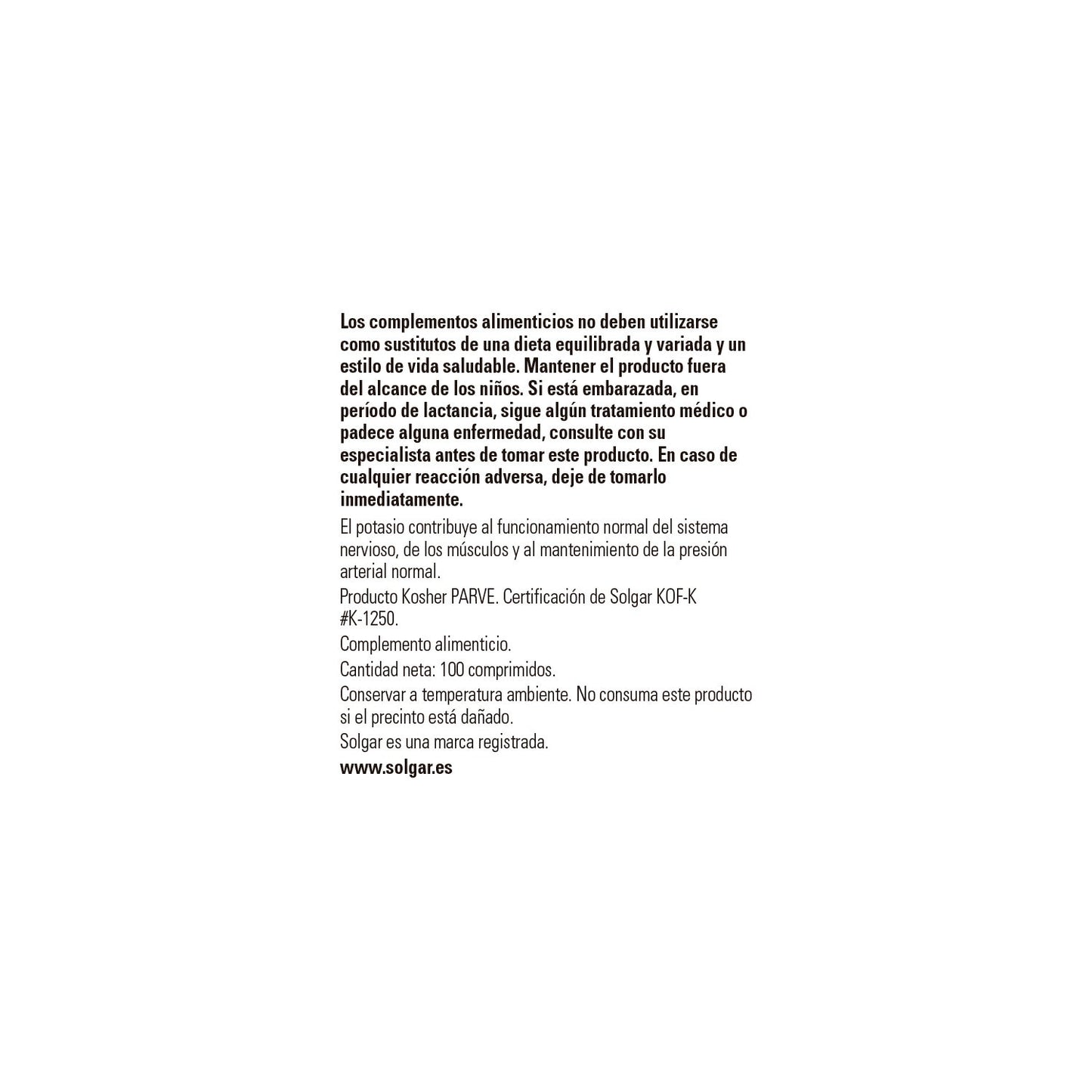 Solgar Potasio 100comp