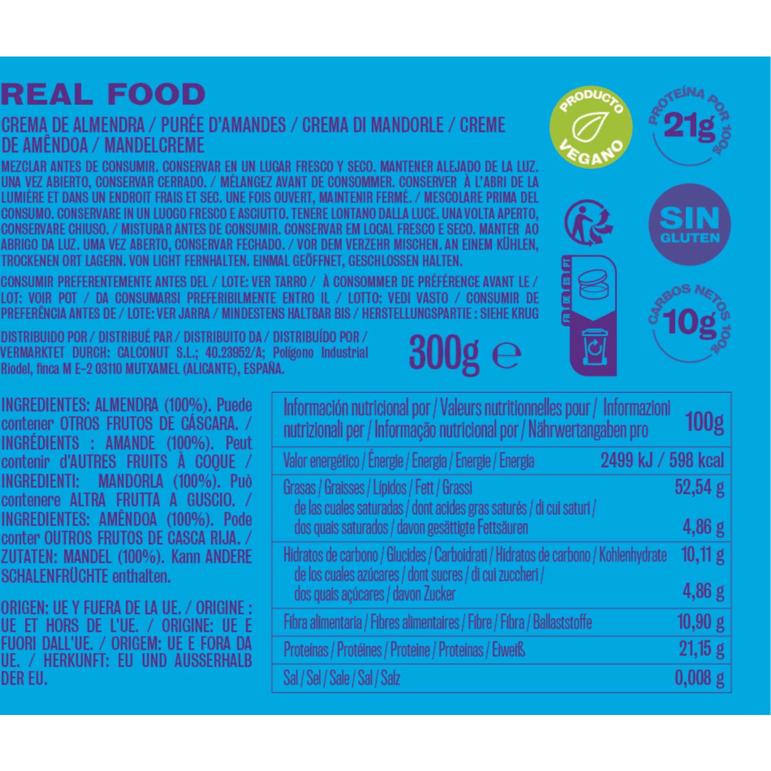 Nut&Me Crema de Almendras 300g
