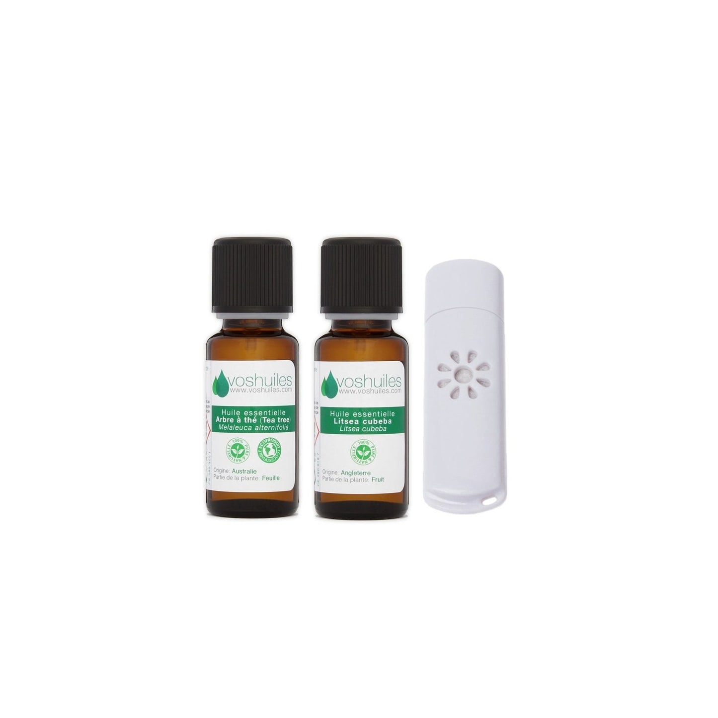 Voshuiles Mon Petit Kit Oficina Aceite Esencial 2x10 ml + 1 Mini Difusor USB