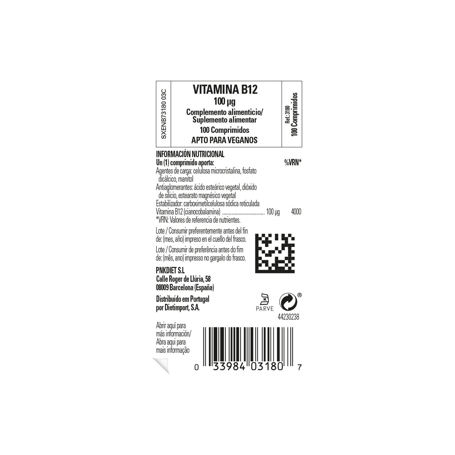 Solgar Vitamina B12 Cianocobalamina 100mcg 100comp