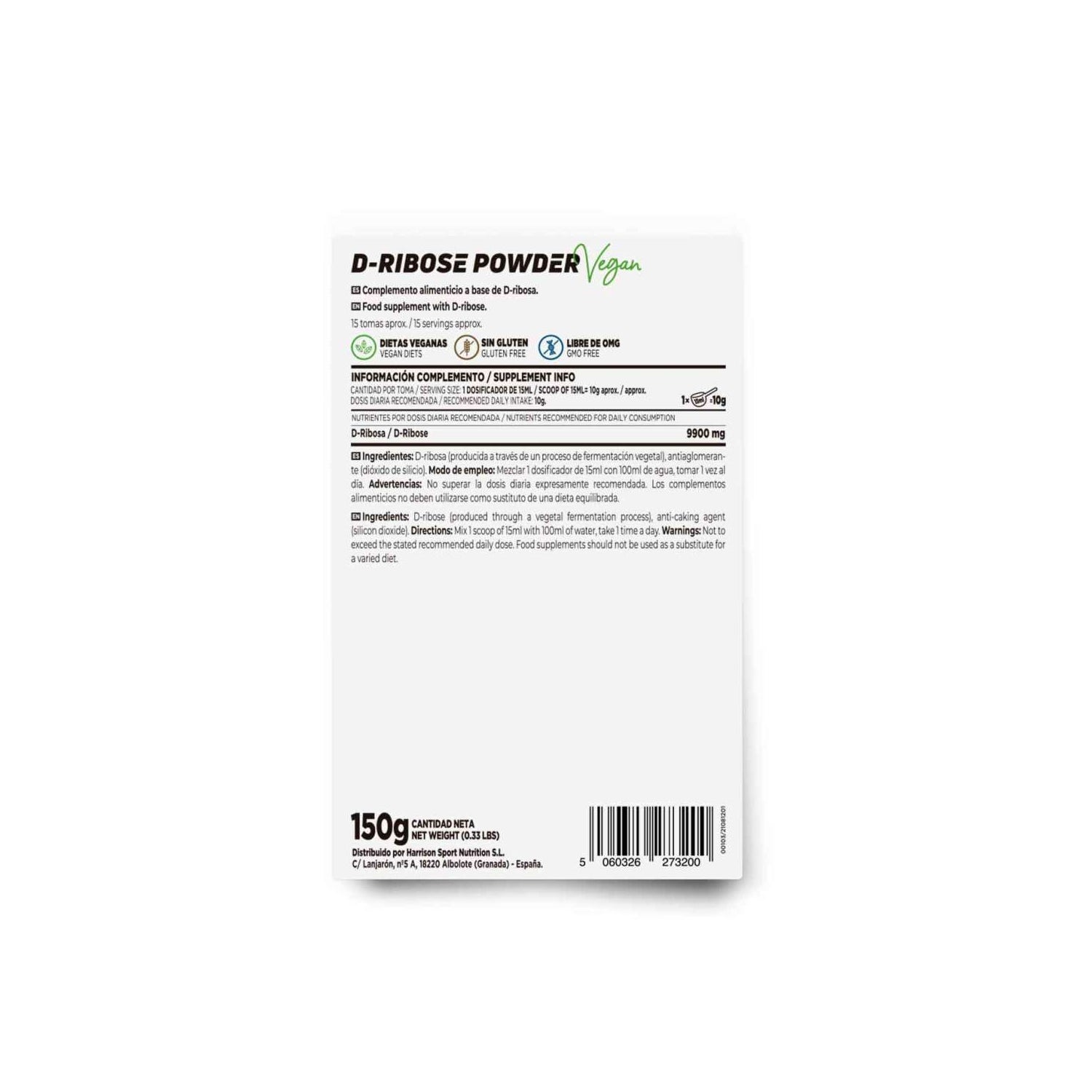 HSN D-Ribosa en Polvo 150g
