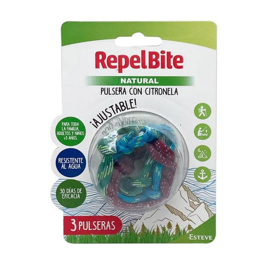 Repel Bite Natural Pulsera con Citronela Ajustable 3uds