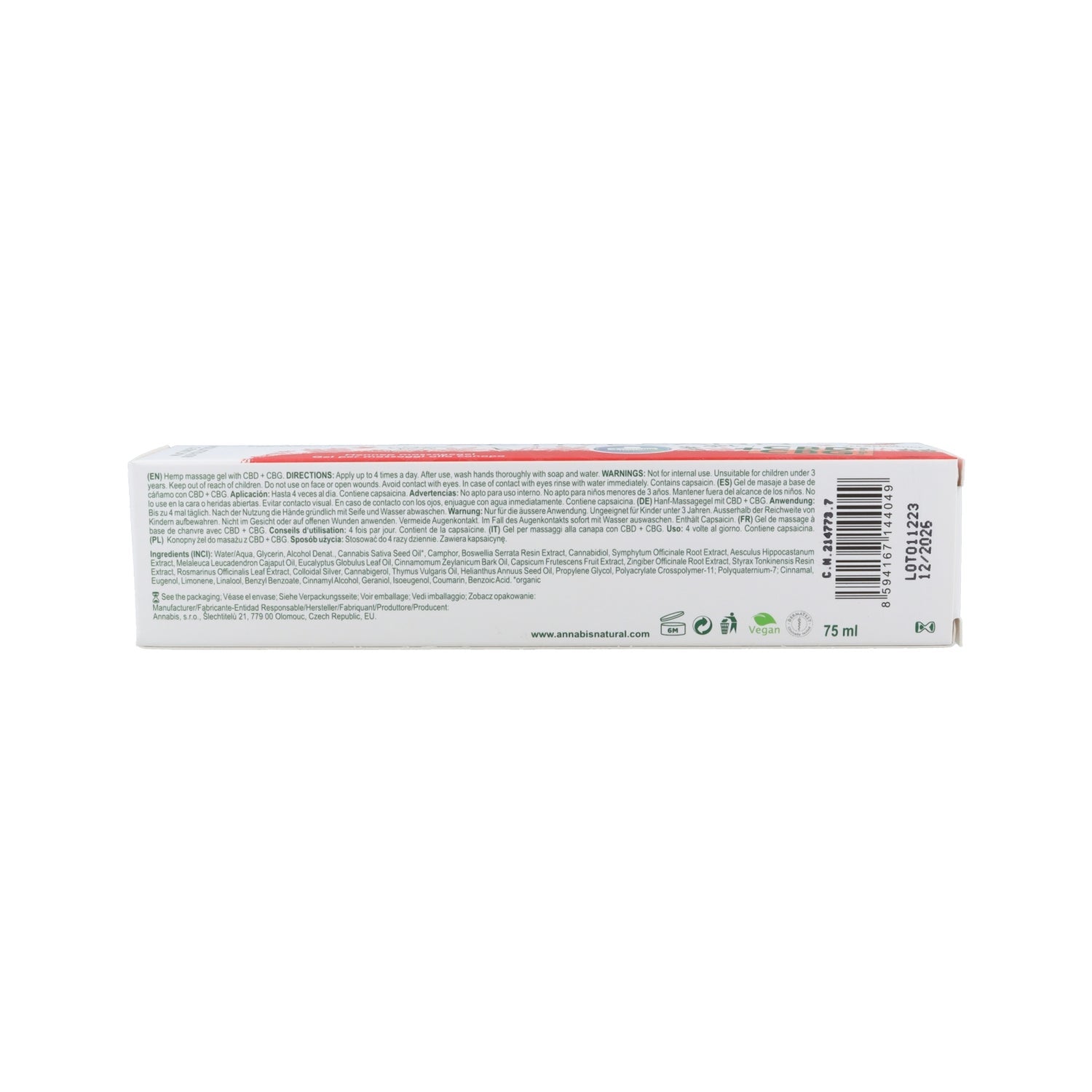 Annabis Activecann Gel Masaje Efecto Calor Cáñamo 75ml