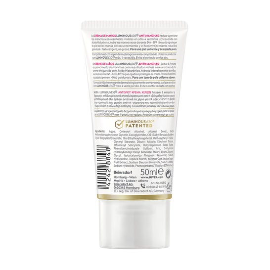 Nivea Luminous 630º Antimanchas Crema Manos SPF15 50 ml