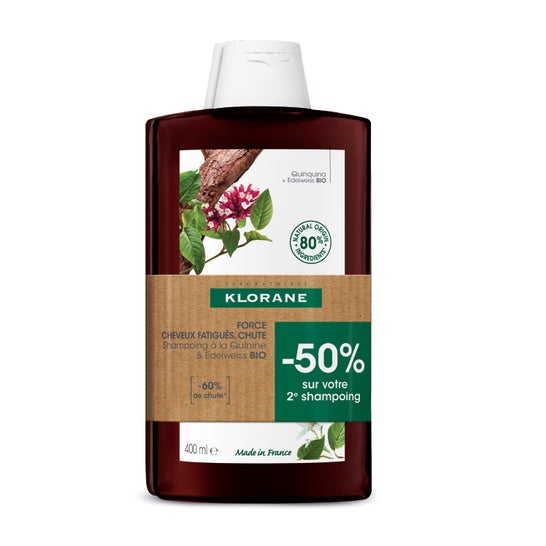 Klorane Champú Quinina y Edelweiss Bio 2x400ml