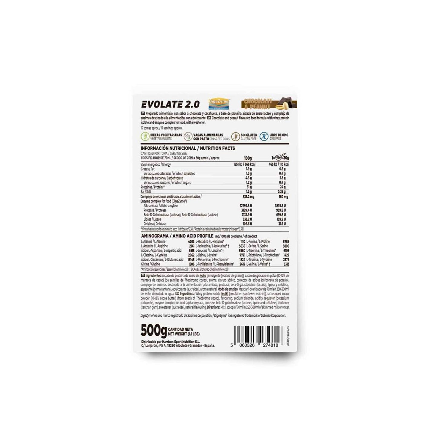 HSN Evolate 2.0 Whey Isolate CFM Chocolate y Cacahuete 500g