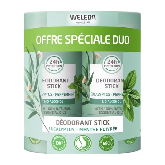 Weleda Desodorante Stick 24H Eucalipto Menta Piperita 2x50 g
