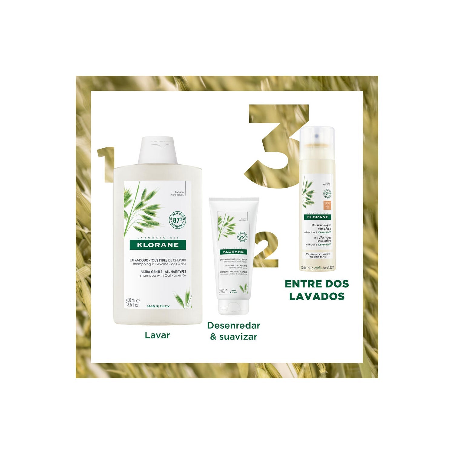 Klorane Champú Seco Leche de Avena Cabello Castaño 150ml
