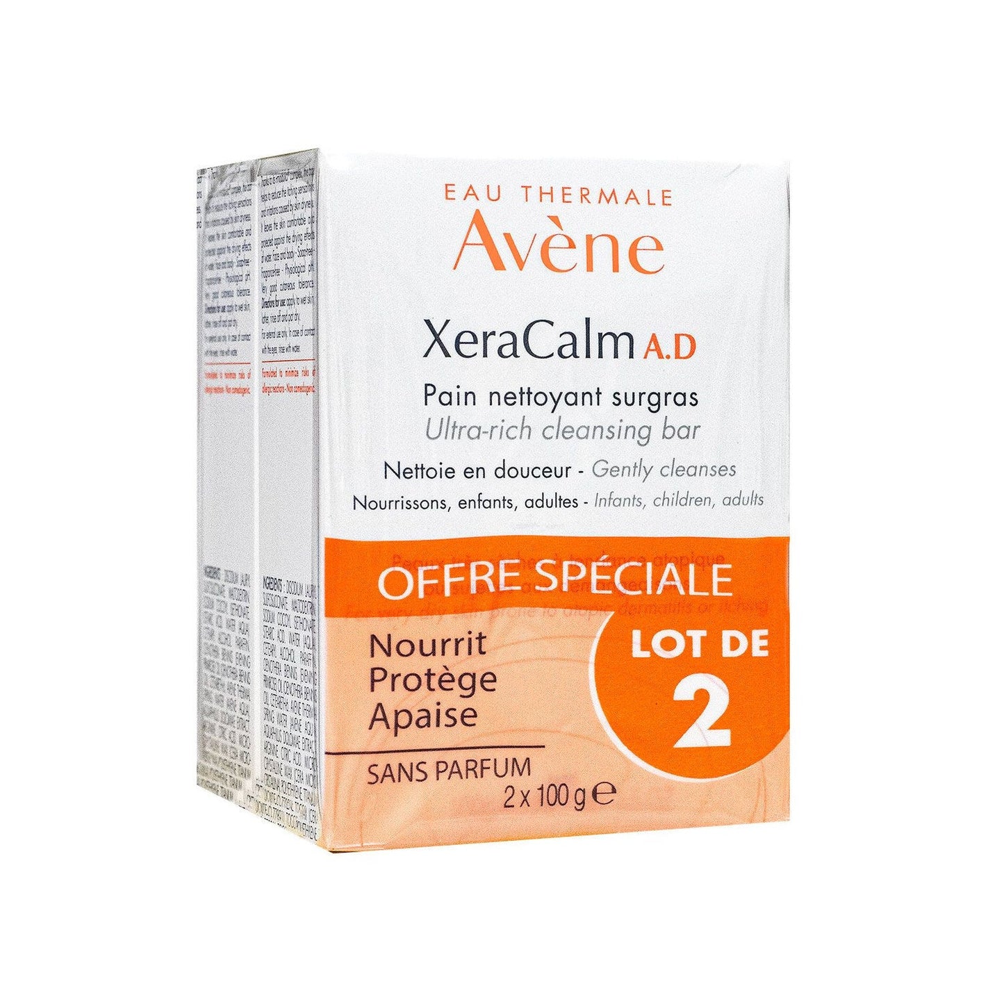 Avène XeraCalm A.D Pan Limpiador Sobregraso 2x100g