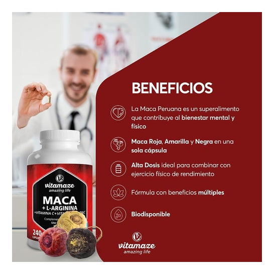 Vitamaze Maca + L-Arginina + Vitaminas C&B+ Zinc 240caps