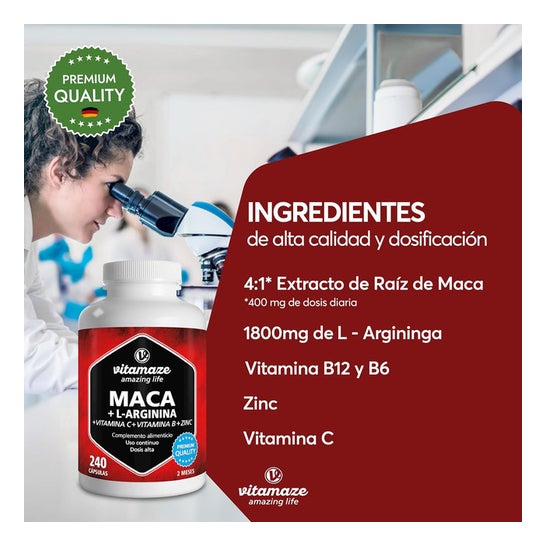 Vitamaze Maca + L-Arginina + Vitaminas C&B+ Zinc 240caps