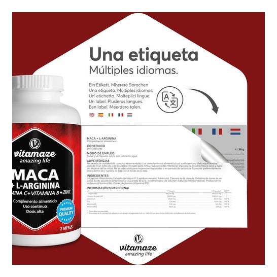 Vitamaze Maca + L-Arginina + Vitaminas C&B+ Zinc 240caps